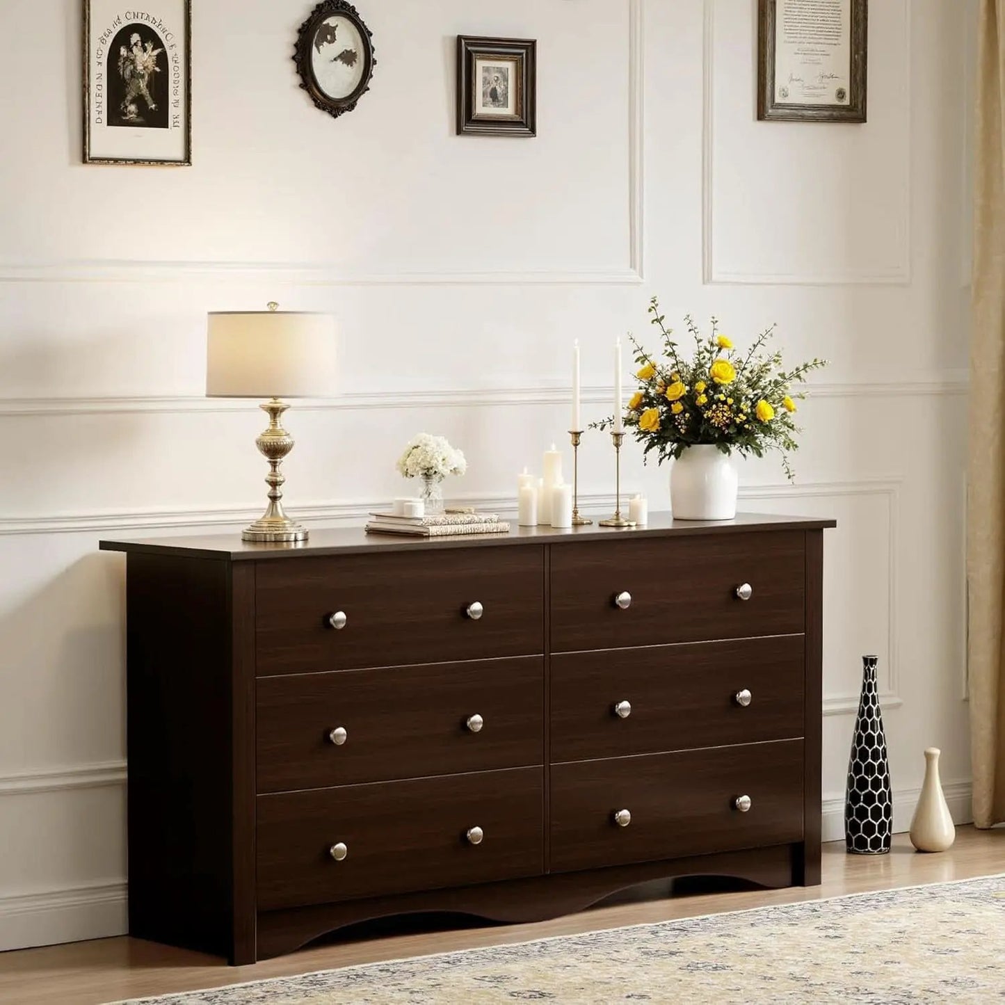 Dark Brown SolidWood Dresser Featuring Ample Storage from PriceLows™