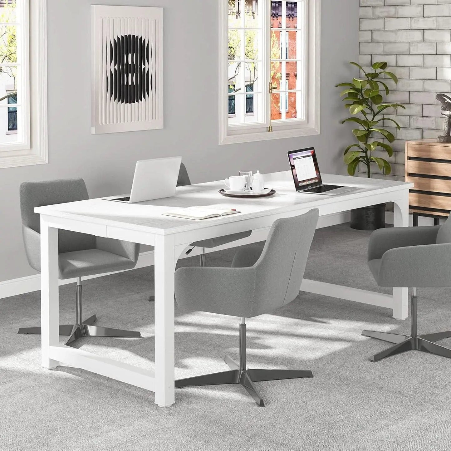 70 Inch White Executive Desk For Home Office Workspace from PriceLows™