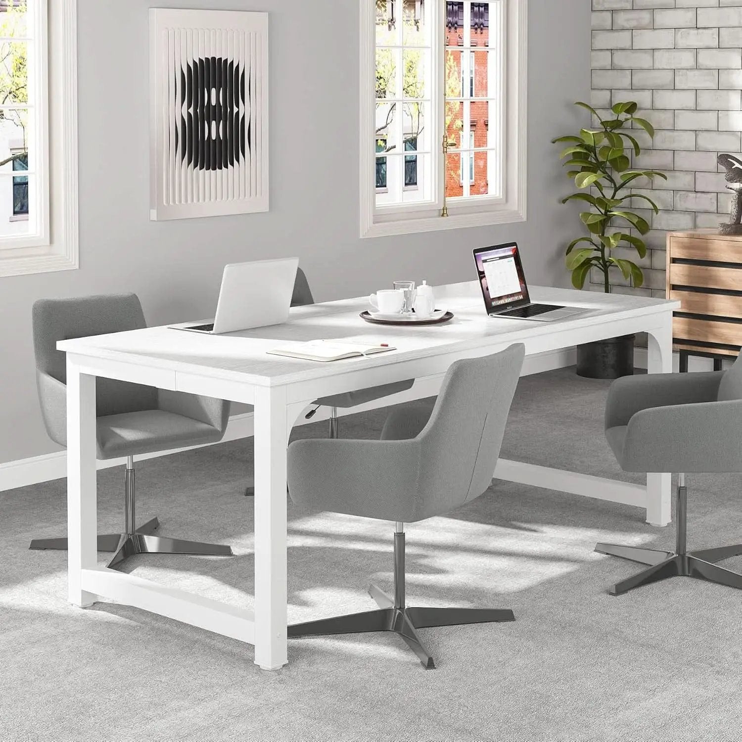 70 Inch White Executive Desk For Home Office Workspace from PriceLows™