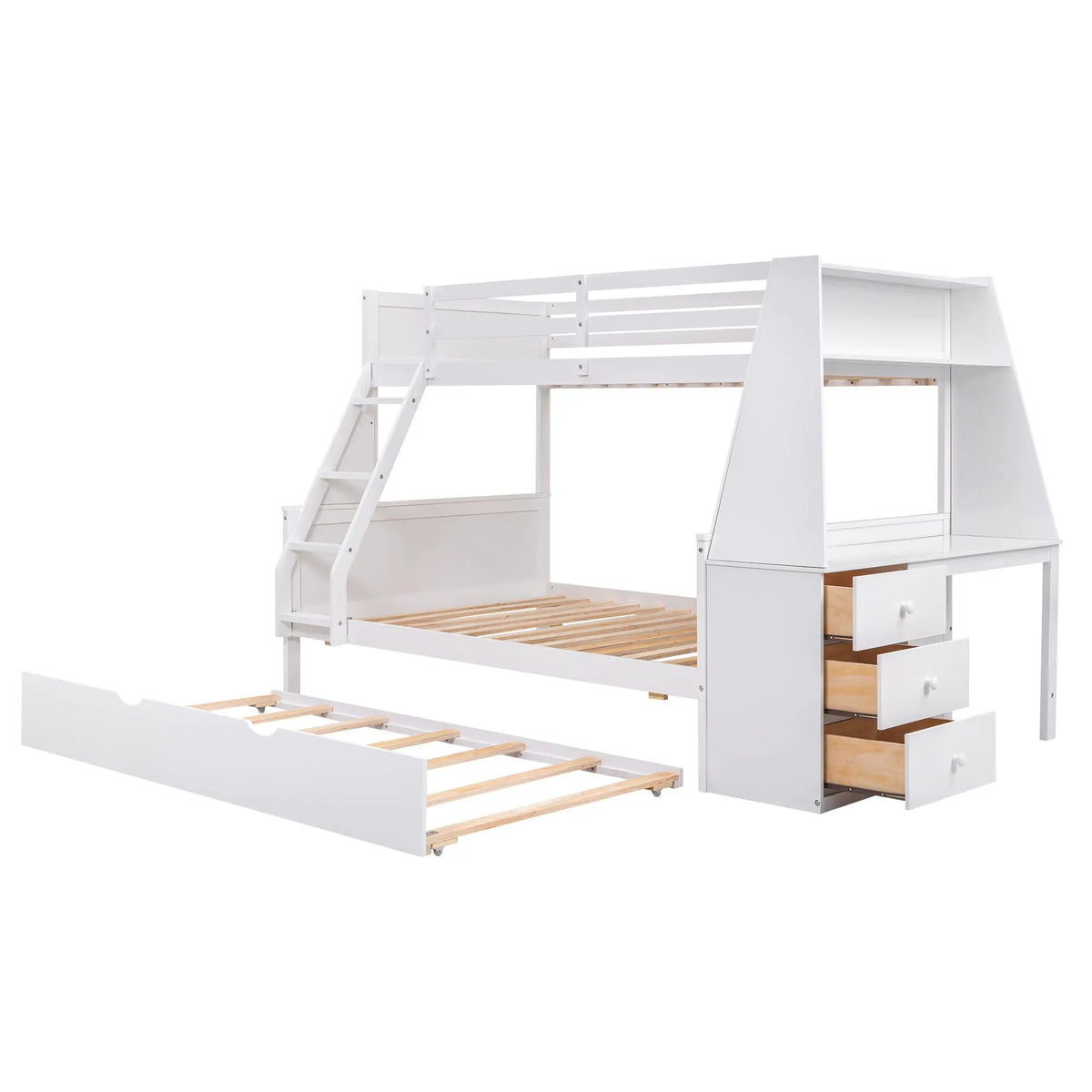 Bunk Bed | Trundle | Integrated Desk | 3 Storage Drawers