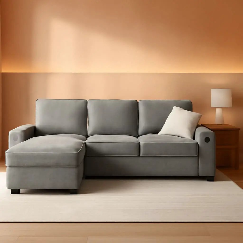 Gray 99In LShaped Memory Foam Cushion Sleeper Sofa Covers from PriceLows™