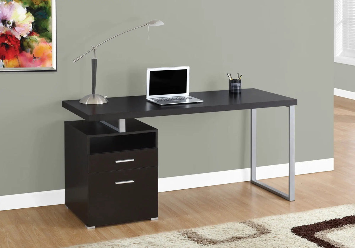 60 Inch Reversible Computer Desk | Open Cubby | Closed Storage Drawers | Left Right Set-Up