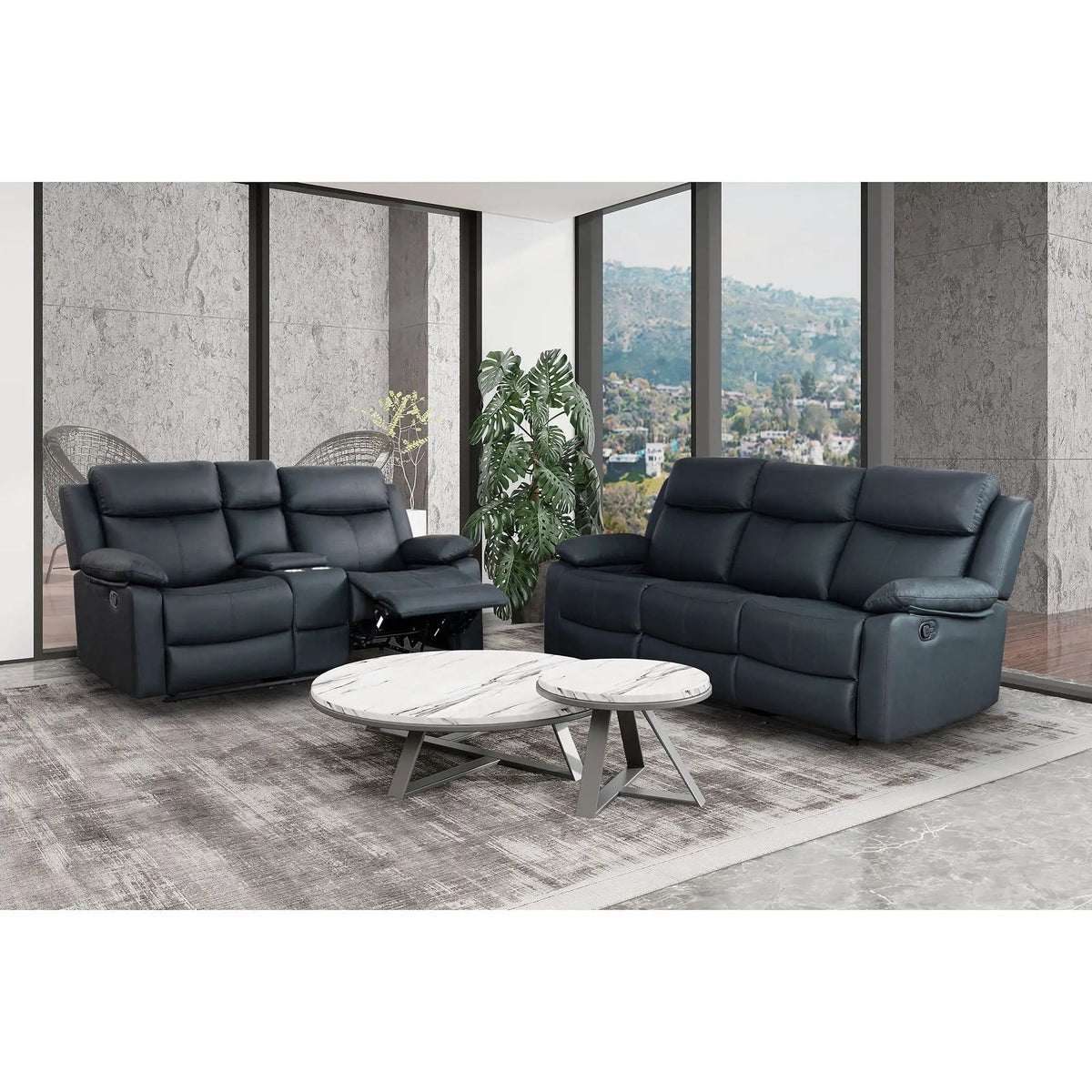 Blanche Reclining Set With LED Lights, Speaker Reclining Sofa & Loveseat | Reclining Sofa & Loveseat | Living Room Furniture | Living Room