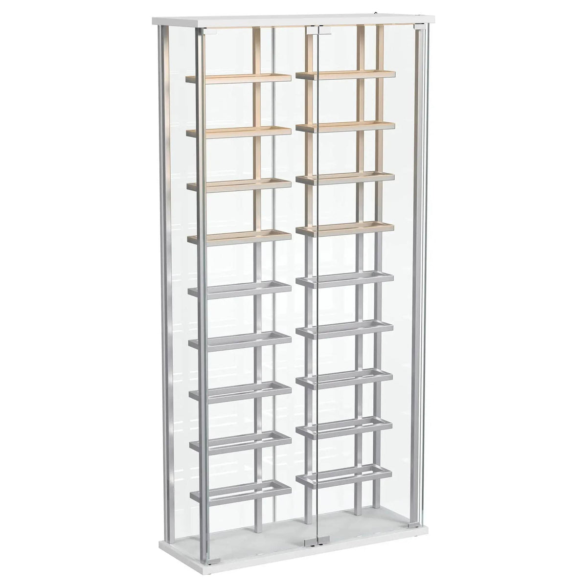 Montara Tempered Glass Wine Storage LED Curio Cabinet Chrome | 31.5 x 11.75 x 64.25 in | Tempered Glass | Home