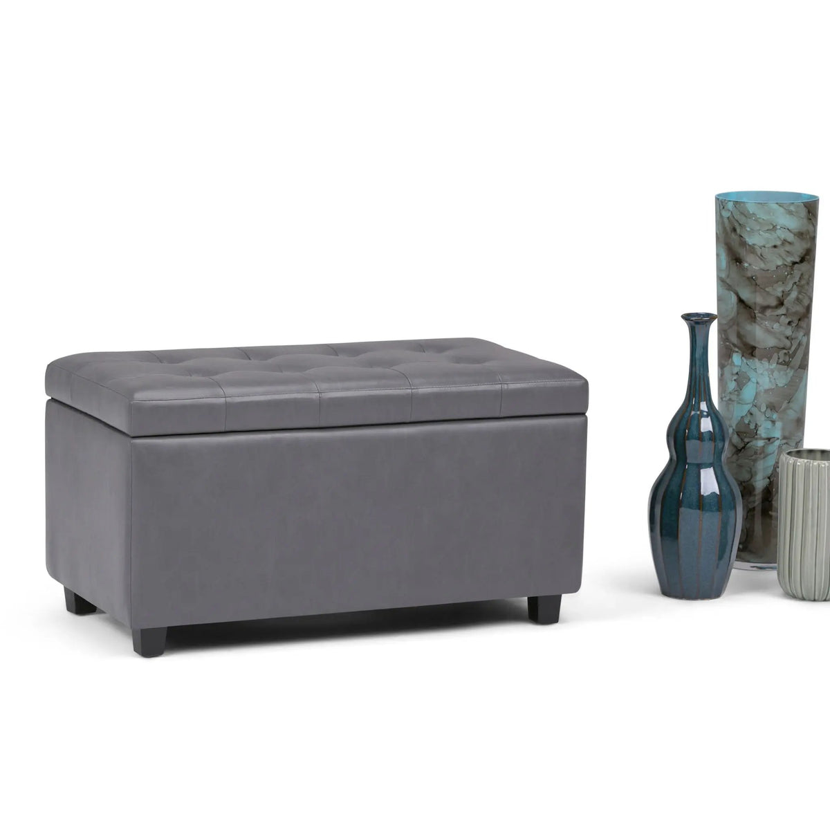 Cosmopolitan Upholstered Storage Ottoman | Child Safety Hinge | Large Interior Storage | 33.5 Inch Length