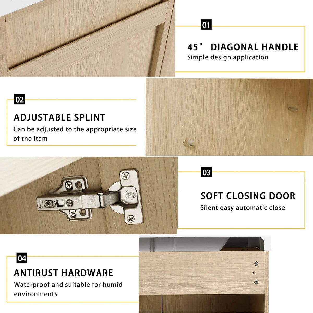 Freestanding Bathroom Vanity With Resin Sink & Soft Close Cabinet Doors | 3 Pieces | Stainless Steel & Plywood | Bathroom