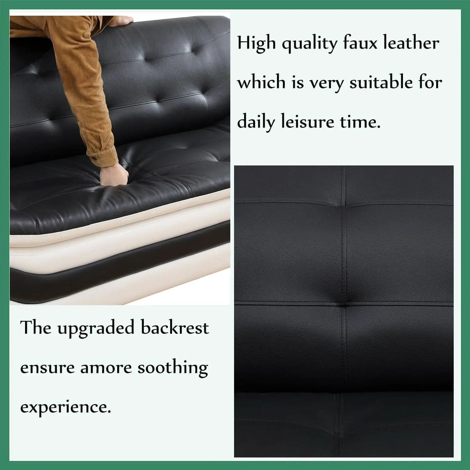 Leather Sofa Set 3 Piece Living Room Furniture In Black And White from PriceLows™