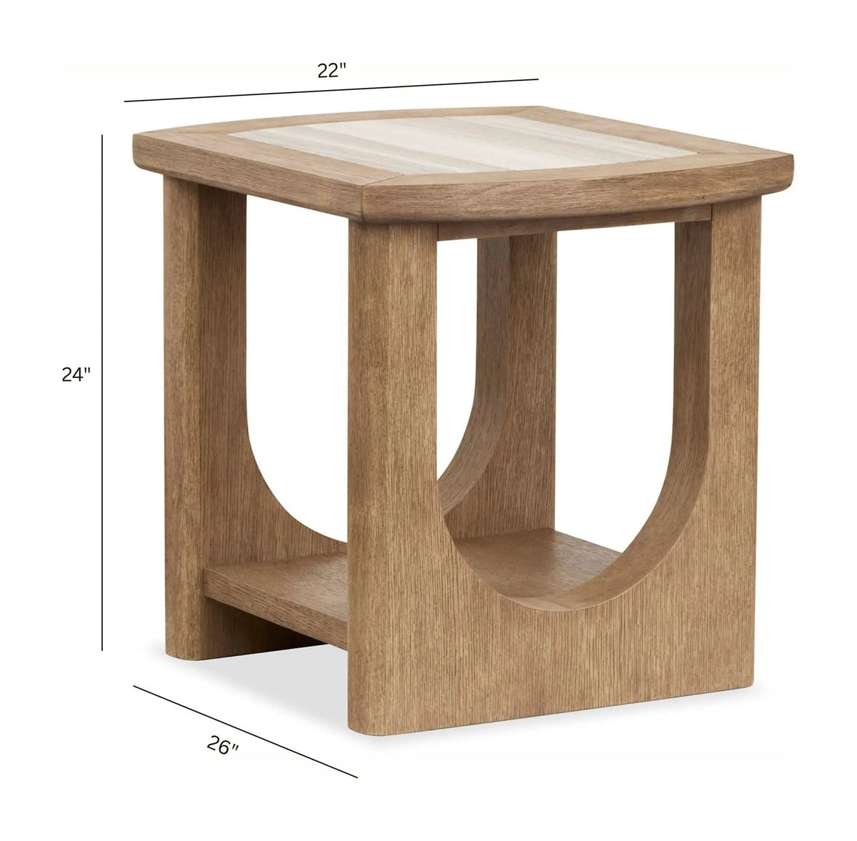 Bradford Rectangular End Table | Granite Top | 26 Inch Width | Versatile Design