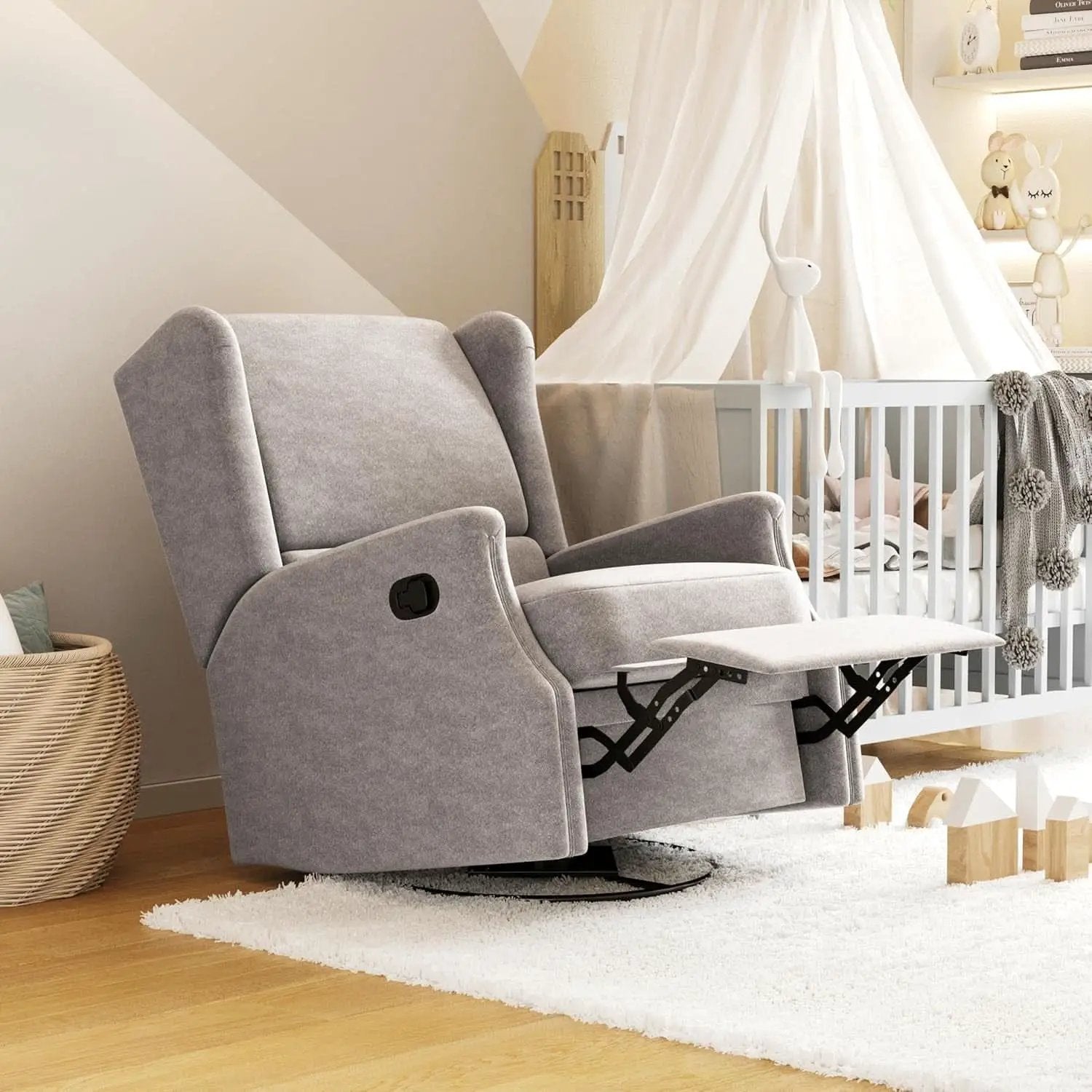 Omma Swivel Glider Rocking Recliner 360 Degree Swivel Light Gray from PriceLows™