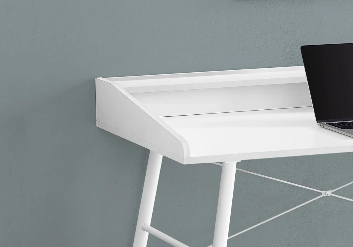Computer Desk With Shelves | 47.25 Inch Width | Tapered Angled Metal Legs | 34 Inch Height