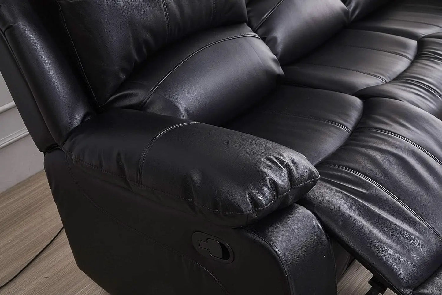 Bonded Leather Reclining Glider Sofa Set Black 3 Piece from PriceLows™