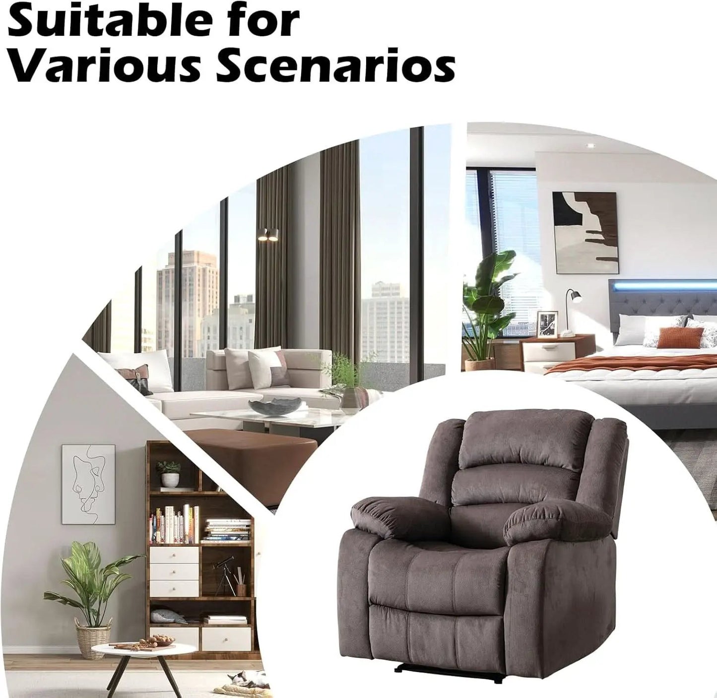 Brown Oversized Electric Recliner Chair With Plush Cushions from PriceLows™