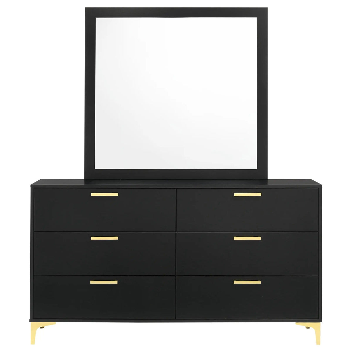 Kendall 6-drawer Dresser with Mirror | 58.5 x 15.75 x 73.75 in | 6-Drawer | Black