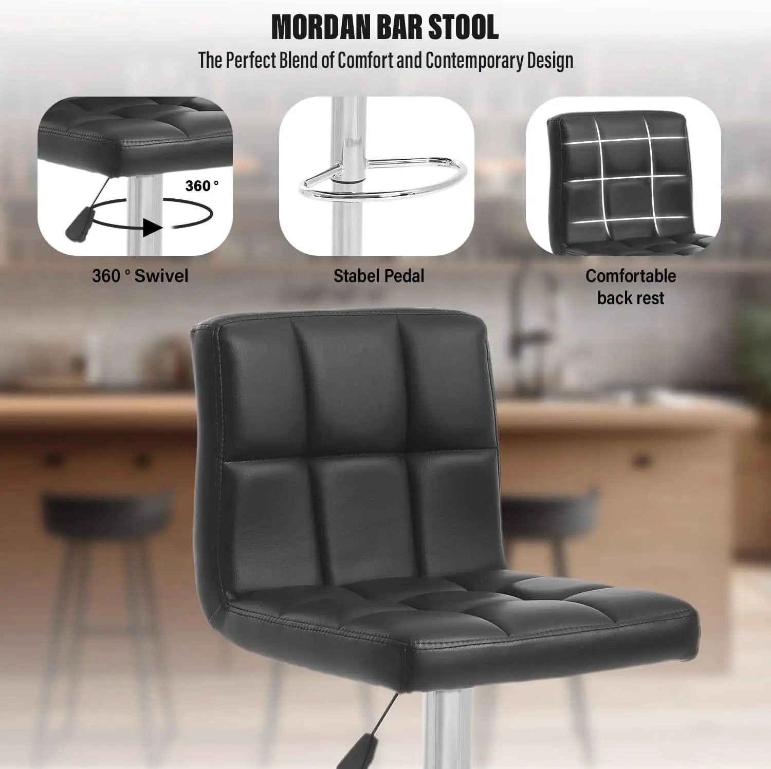 Counter Height Black Bar Stools Set Of 2 For Kitchen from PriceLows™