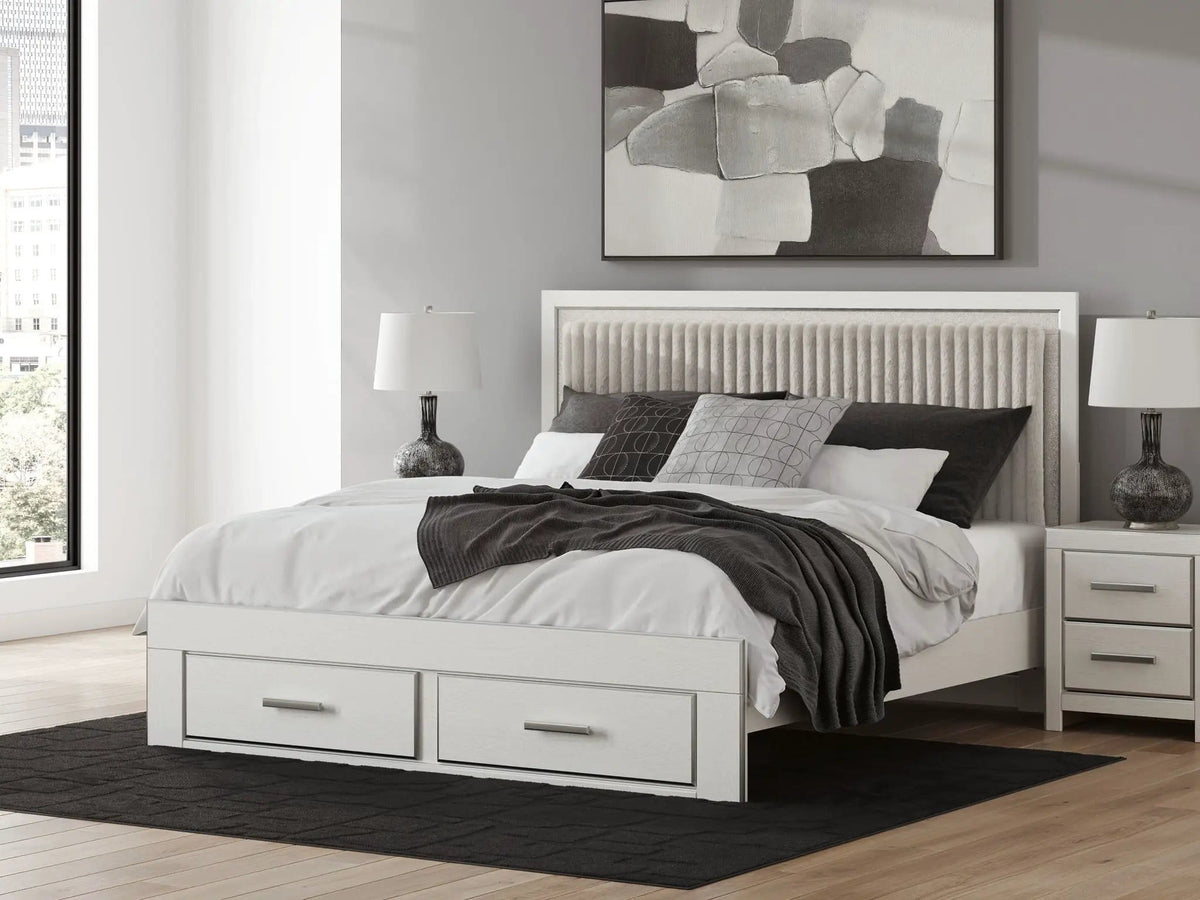 Zuraleus Upholstered Panel Platform Storage Bed | 4 Pieces | Bedroom Furniture | Bedroom