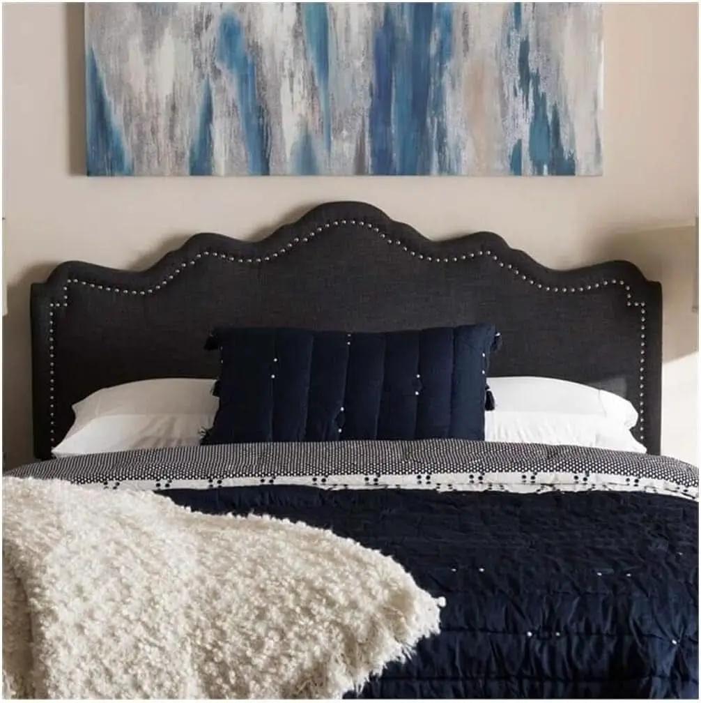 Elegant Upholstered Dark Gray Queen Headboard for Bedrooms from PriceLows™