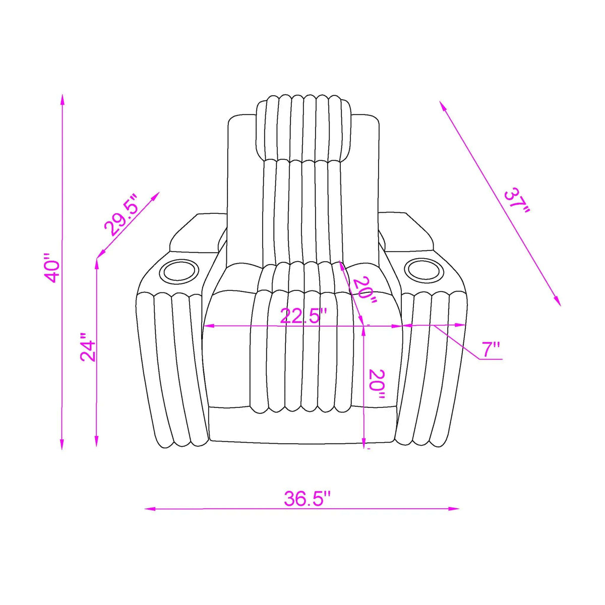 Duran Power Recliner With Power Headrest Reclining Chair | 3 Pieces | Wood | Living Room