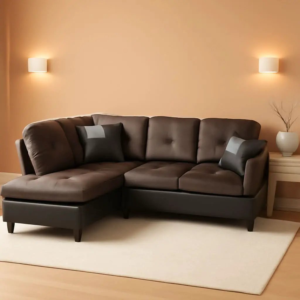 Two Piece Sectional Sofa Set L Shape Brown Living Room Furniture Collection For Modern Home Decor And Comfort from PriceLows™