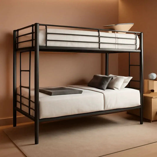 Metal Bunk Bed Twin Over Twin Heavy Duty With Ladders Black from PriceLows™