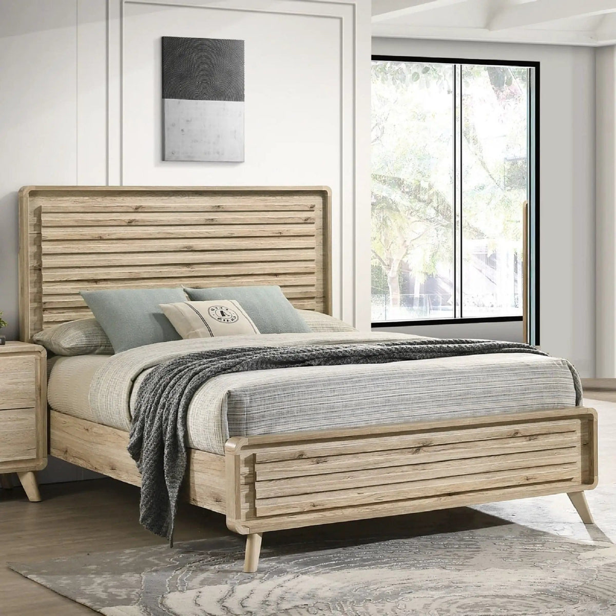 Panel Bed With Slatted Headboard And Footboard | 2 Pieces | Wood | Bedroom