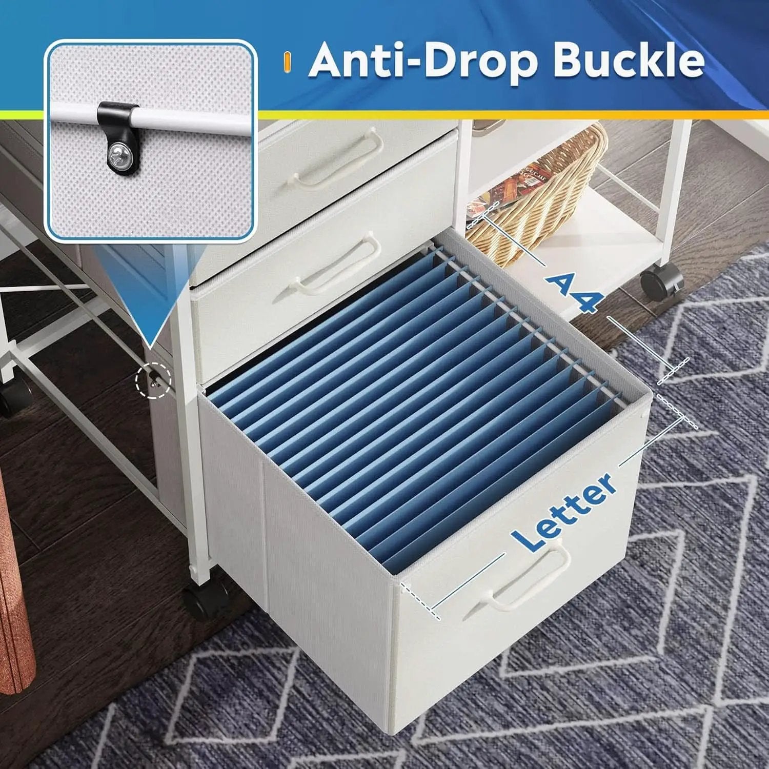 3 Drawer Mobile File Cabinet With Rolling Printer Stand And Open Storage Shelf White from PriceLows™