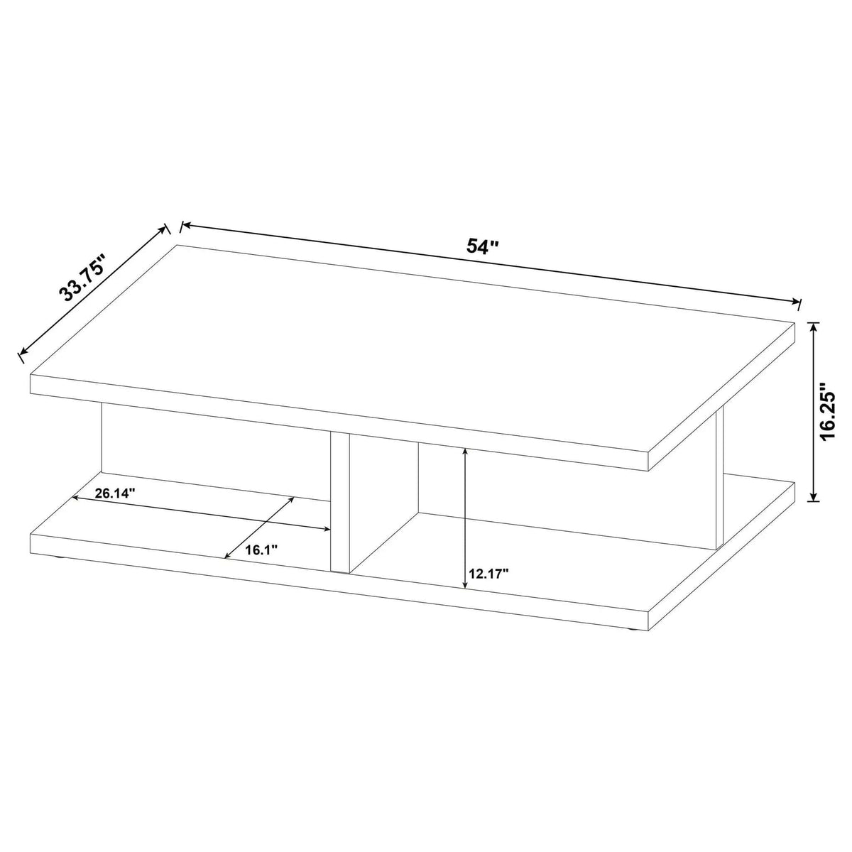 Cortona Square Engineered Wood Cocktail Coffee Table Mango | 54 x 33.75 x 16.25 in | Engineered Wood & Veneer | Living Room