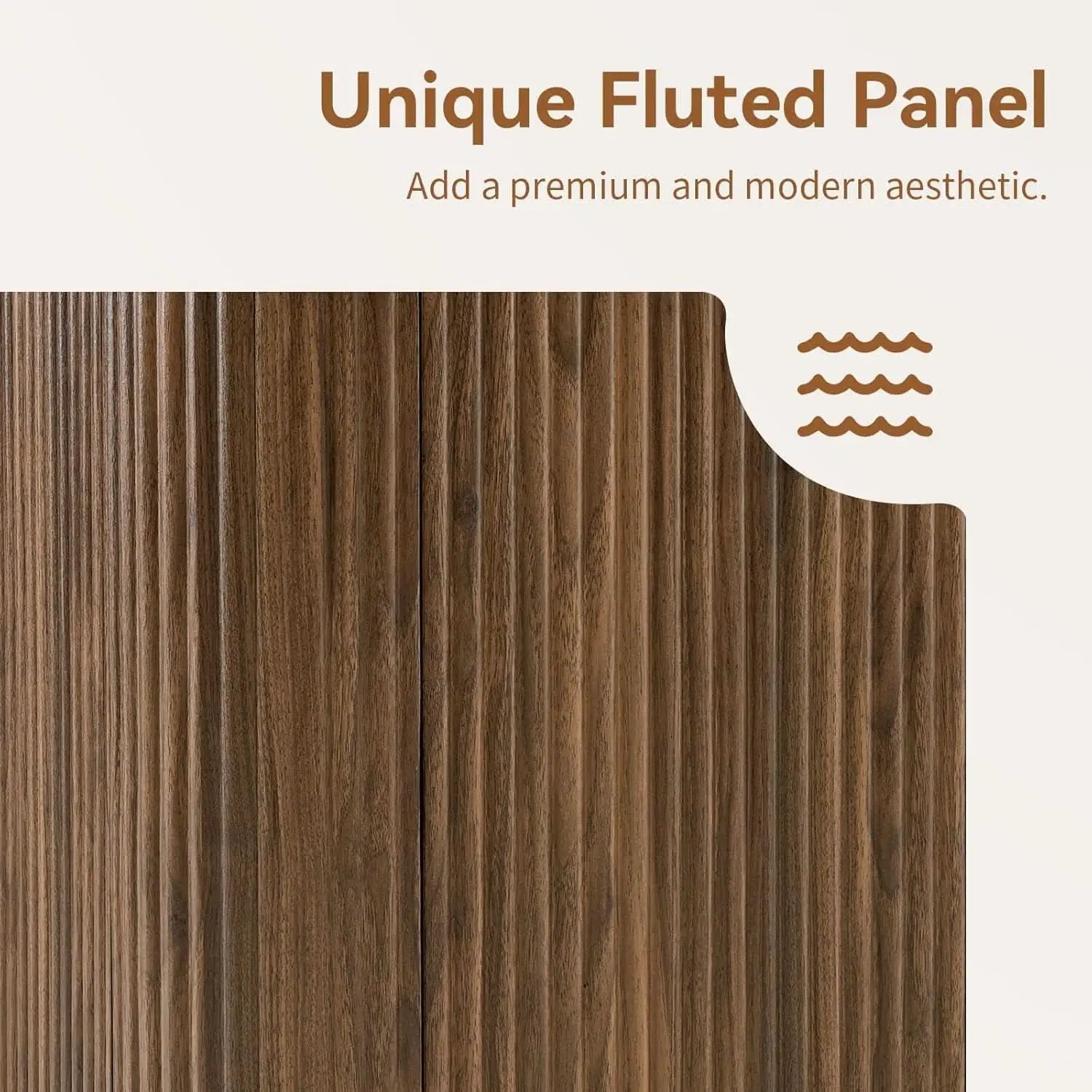 64 Inch Walnut Contemporary Buffet Sideboard Cabinet from PriceLows™