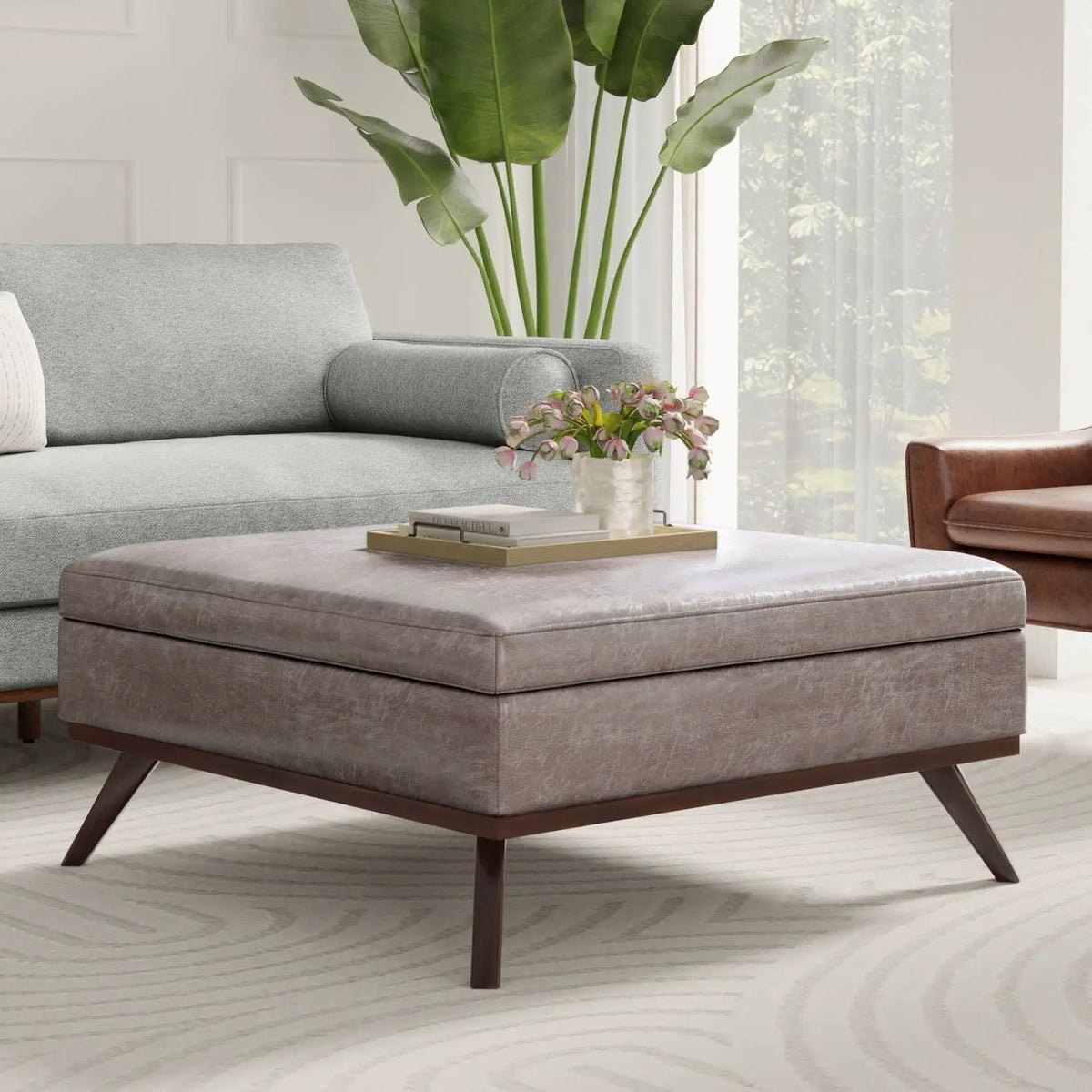 Owen Square Coffee Table Storage Ottoman | Hydraulic Lift-Up Lid | Multifunctional | 35.8 Inch Width