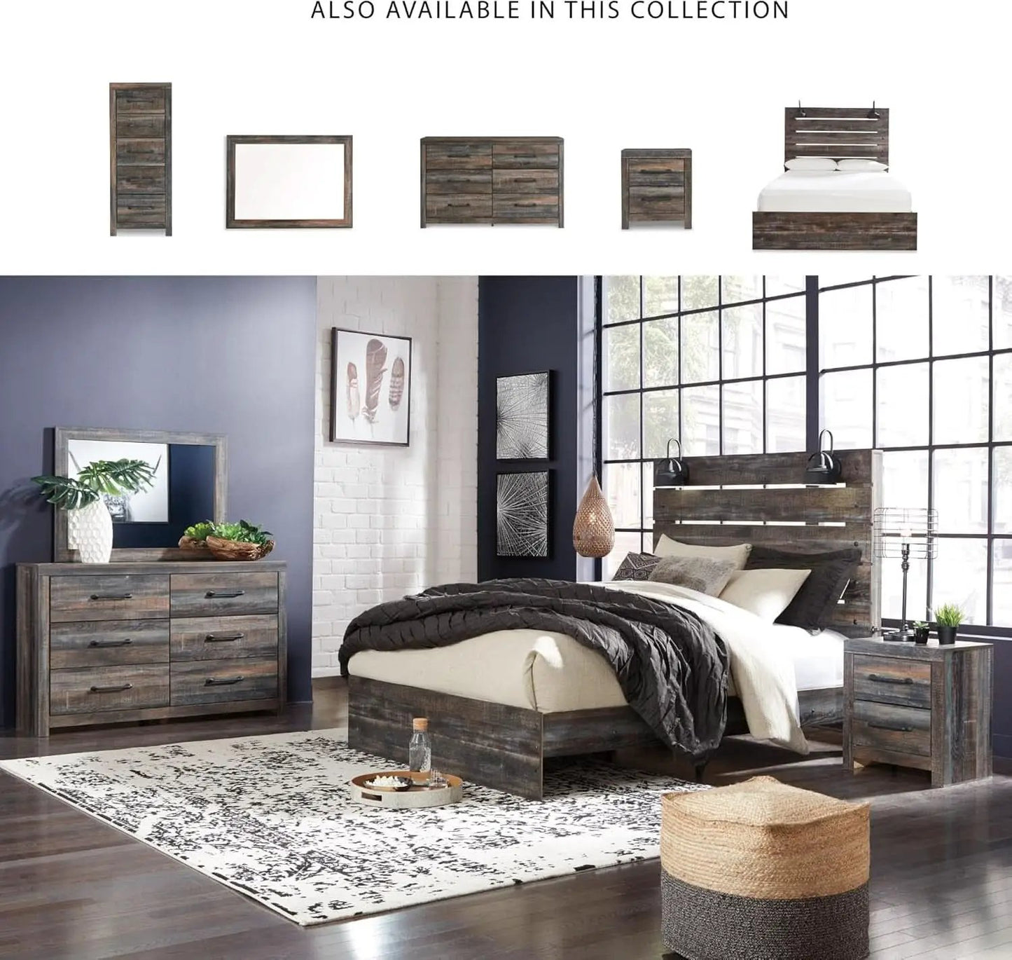 Rusticated Six Drawer Dresser Weathered Brown Bedroom from PriceLows™