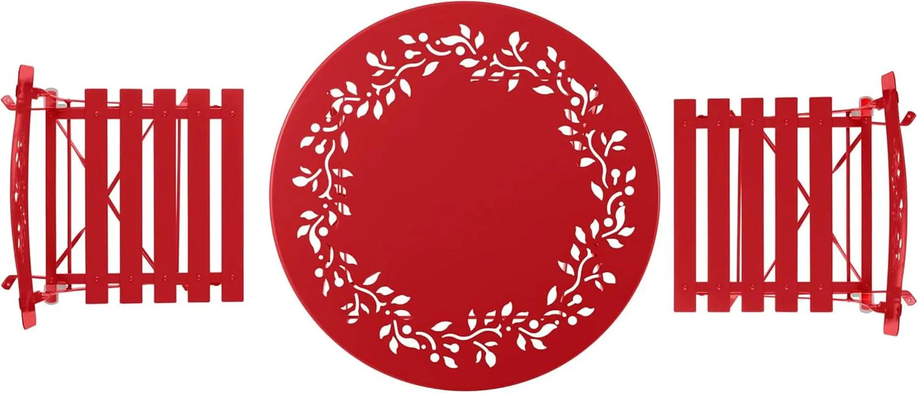 Indoor Outdoor 3 Piece Folding Bistro Set Red Table Chairs from PriceLows™