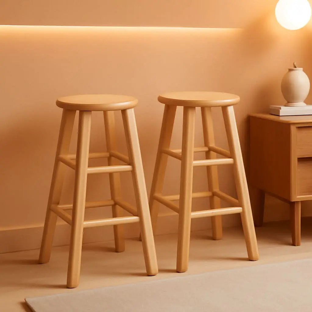 Two Piece 24 Inch Natural Finish Solid Wood Counter Stools from PriceLows™