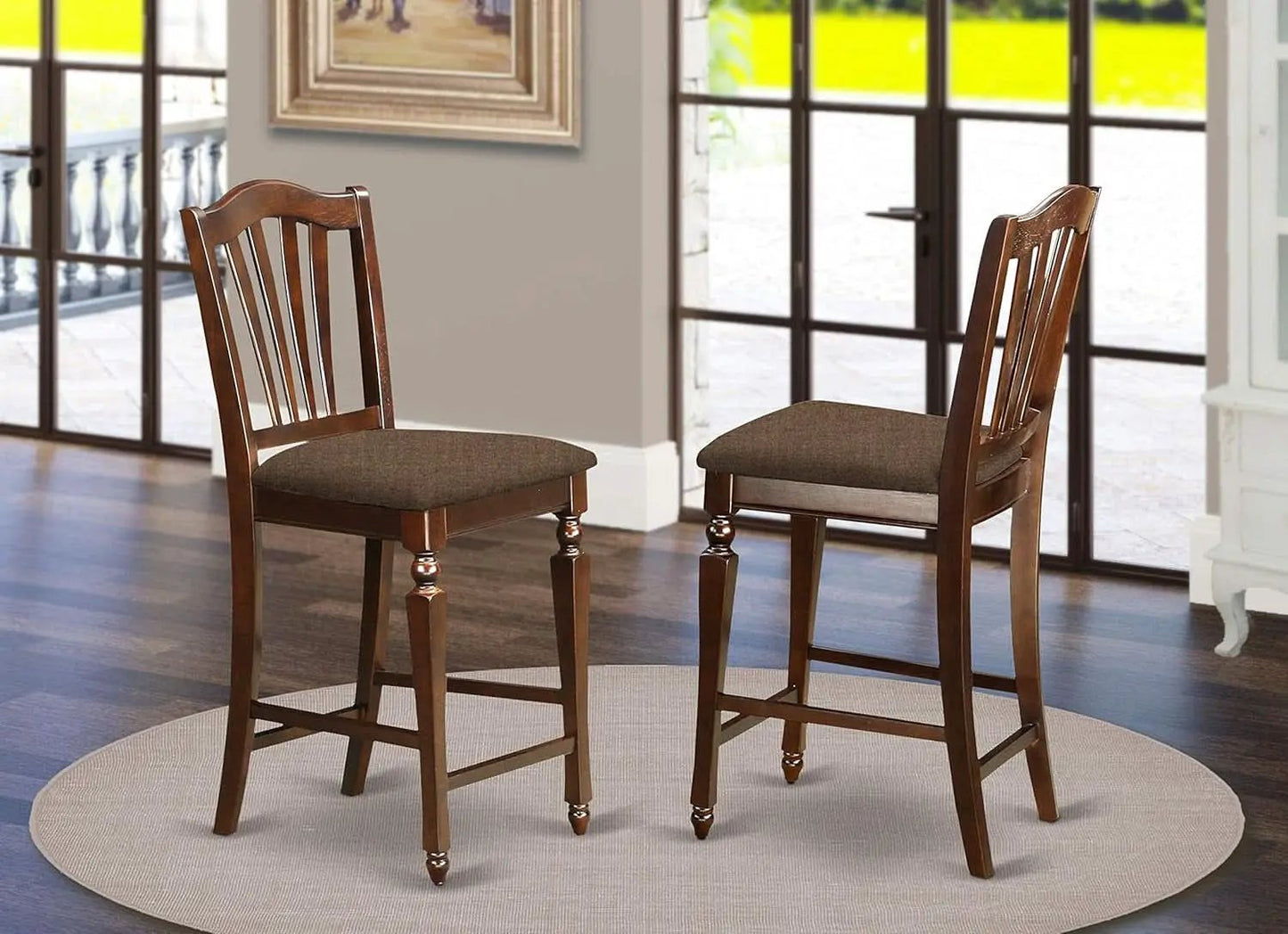Chelsea Counter Height Stools Mahogany Linen Set Of 2 from PriceLows™