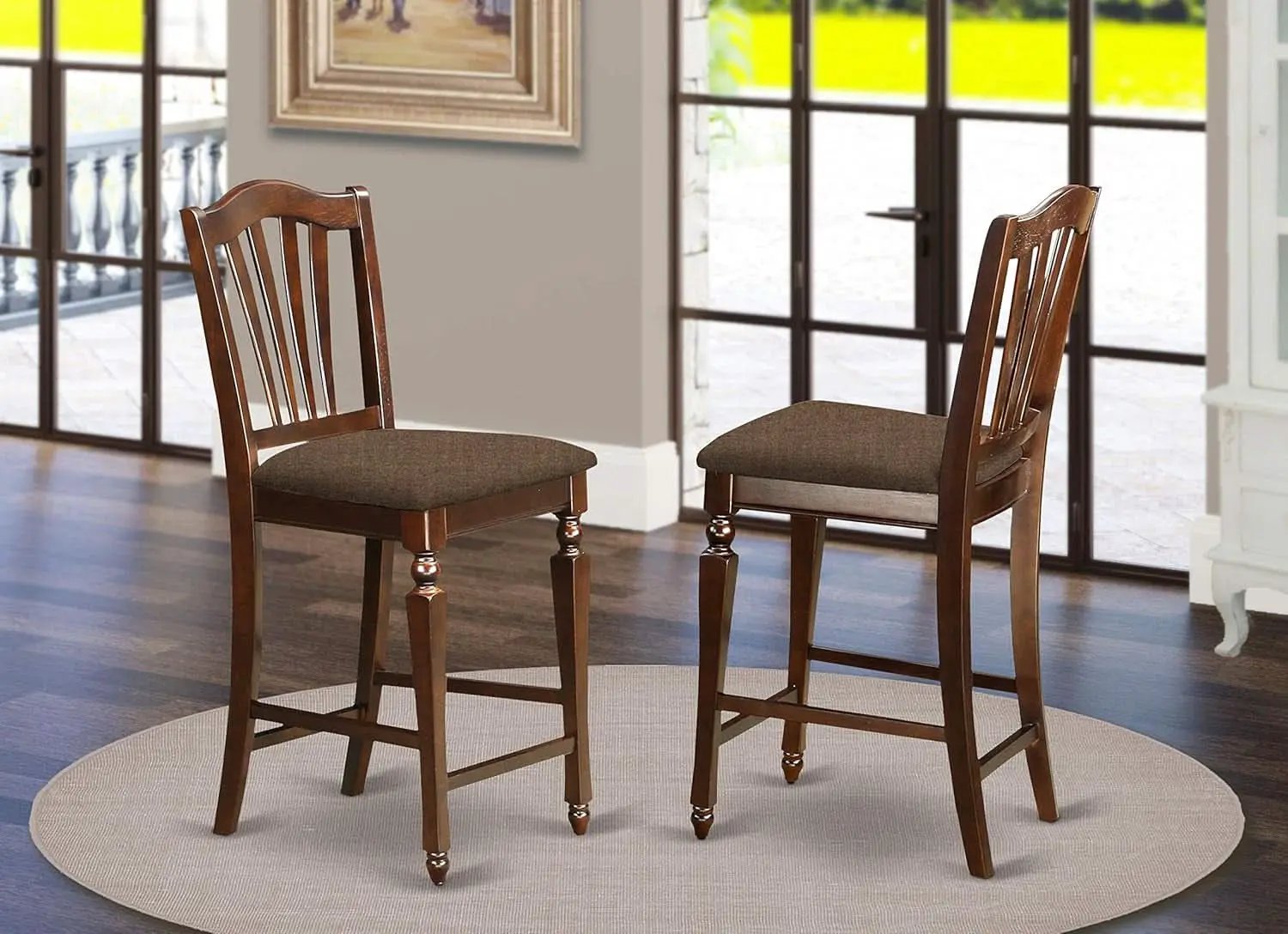 Chelsea Counter Height Stools Mahogany Linen Set Of 2 from PriceLows™