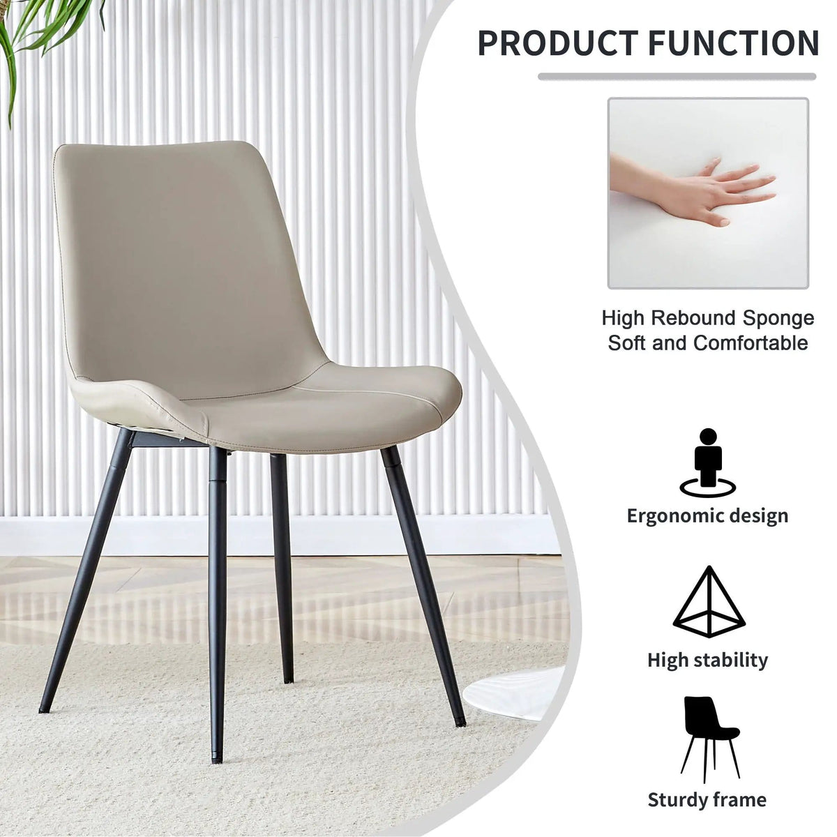 Modern Medieval Style Restaurant Cushioned Chairs With Suede Backrests Chair Set | 3 Pieces | Fabric & Metal | Dining Room