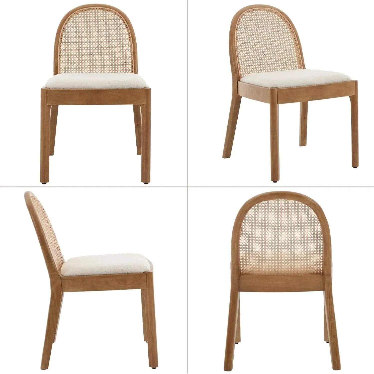 Mid Century Dining Chairs White Sherpa Upholstered from PriceLows™