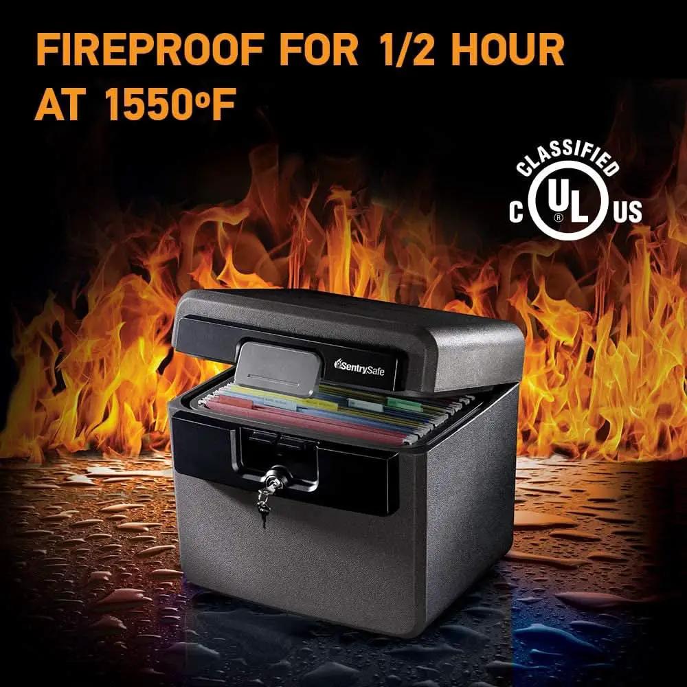 Black Fireproof Safe With Key Lock 14.3X15.5X13.5 HD4100 from PriceLows™