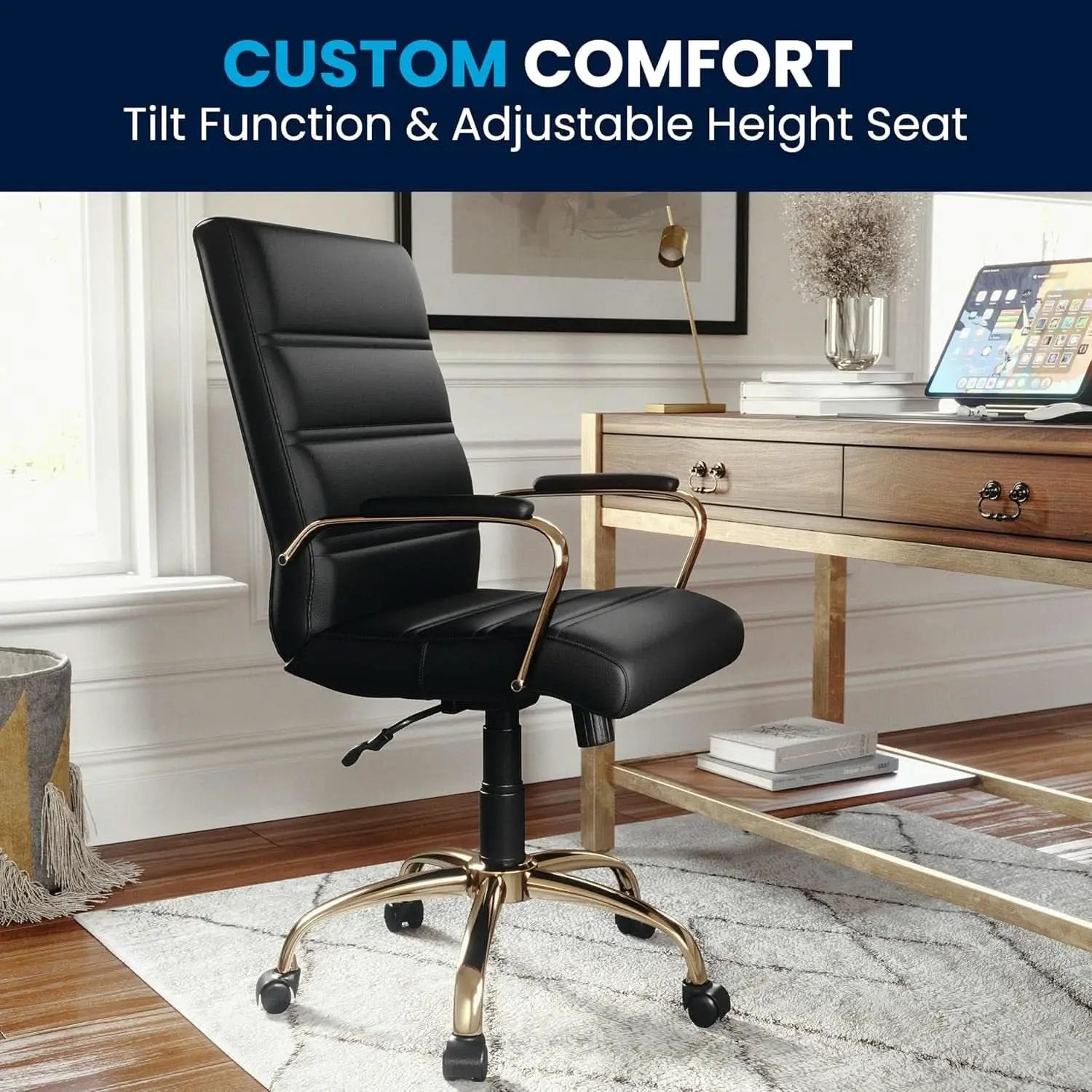 LeatherSoft Mid-Back Office Chair With Adjustable Height from PriceLows™