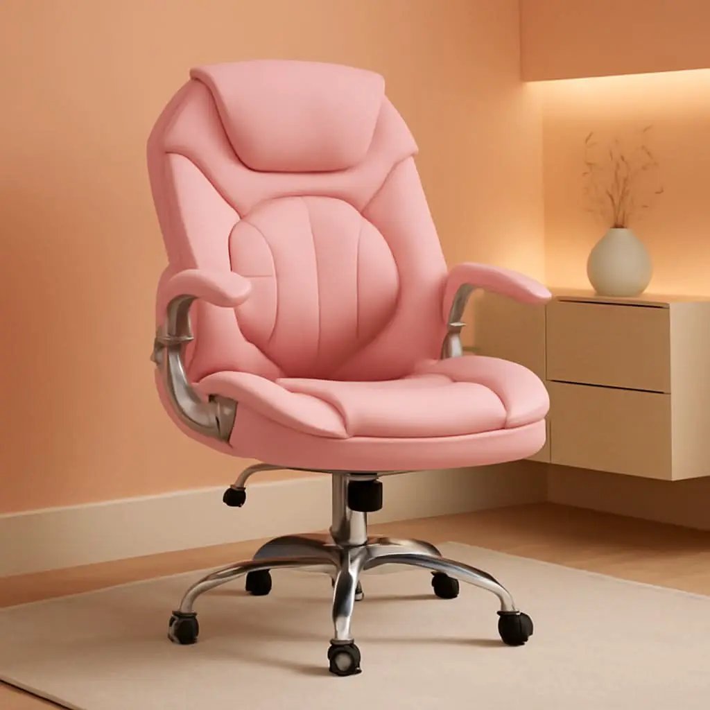 Pink Ergonomic Office Chair With Adjustable Lumbar Support from PriceLows™
