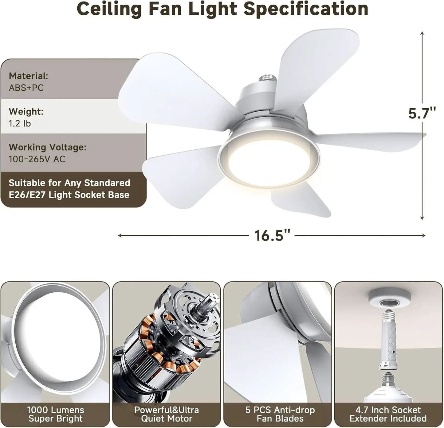 Ceiling Fan With Lights Remote Dimmable LED 3000K 6000K from PriceLows™