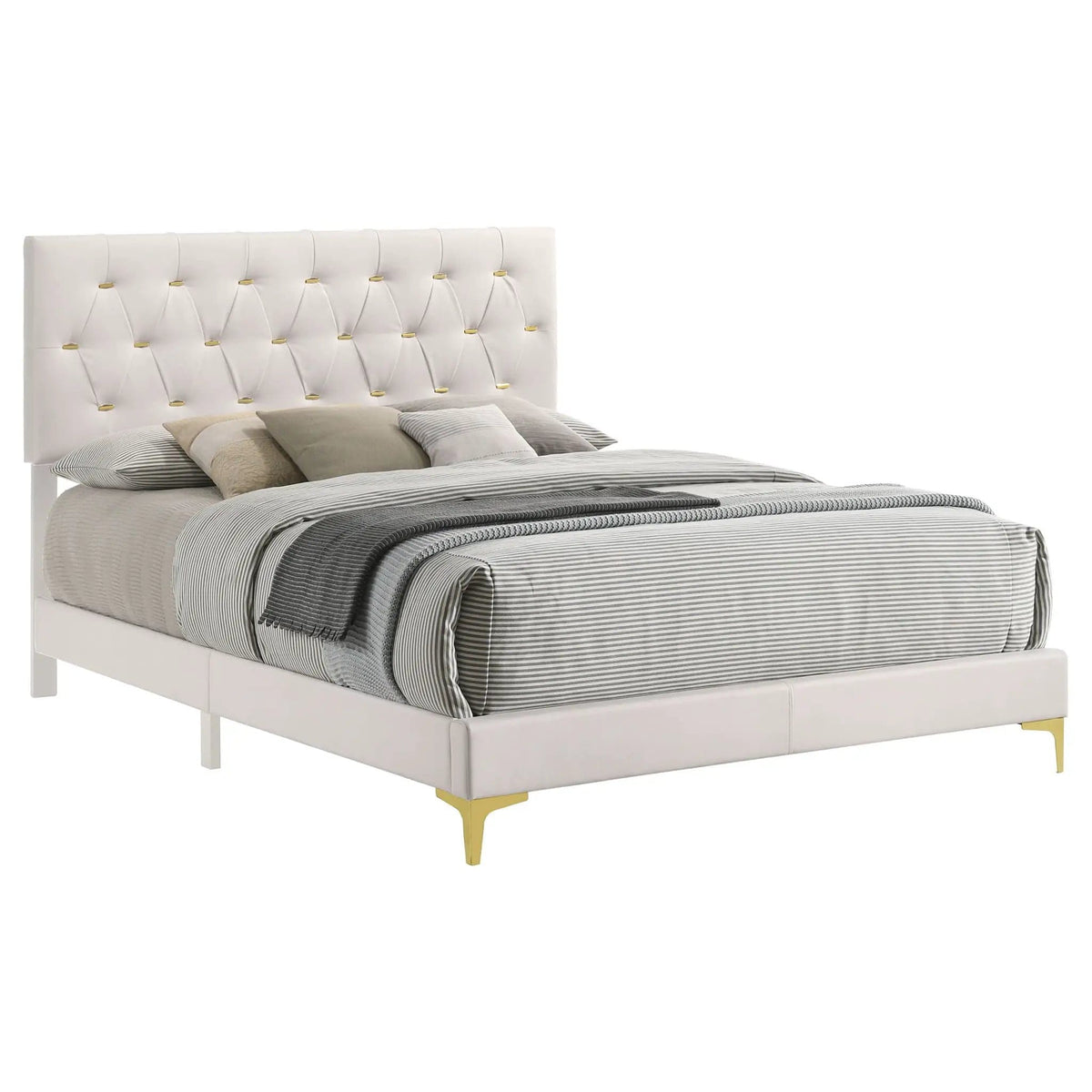 Kendall Upholstered Queen Panel Bed | 64.25 x 87 x 49.25 in | Bedroom Furniture | White