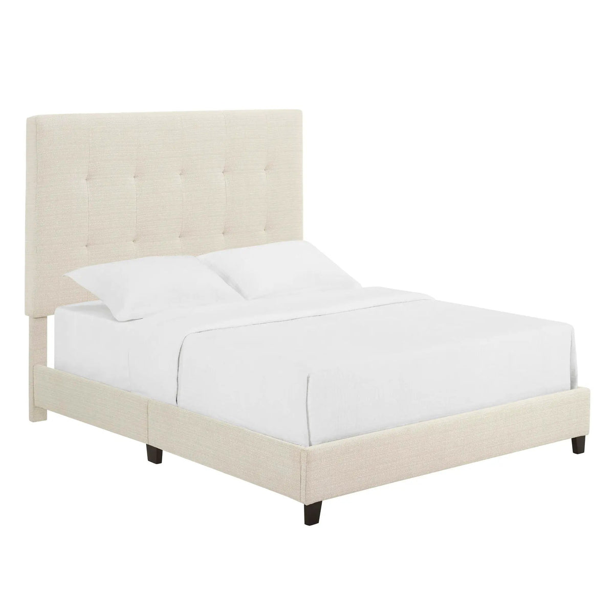 Tufted Upholstered Headboard Platform Bed | Laminated Veneer Lumber | CertiPUR-US Foam | 60 Inch Height