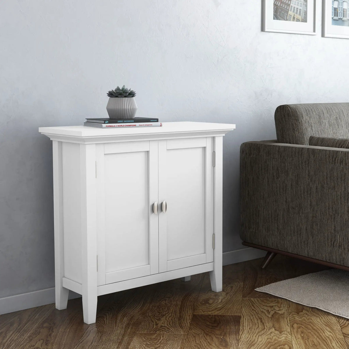 Redmond Low Storage Cabinet | Handcrafted Solid Wood | Tapered Legs | Two Adjustable Shelves