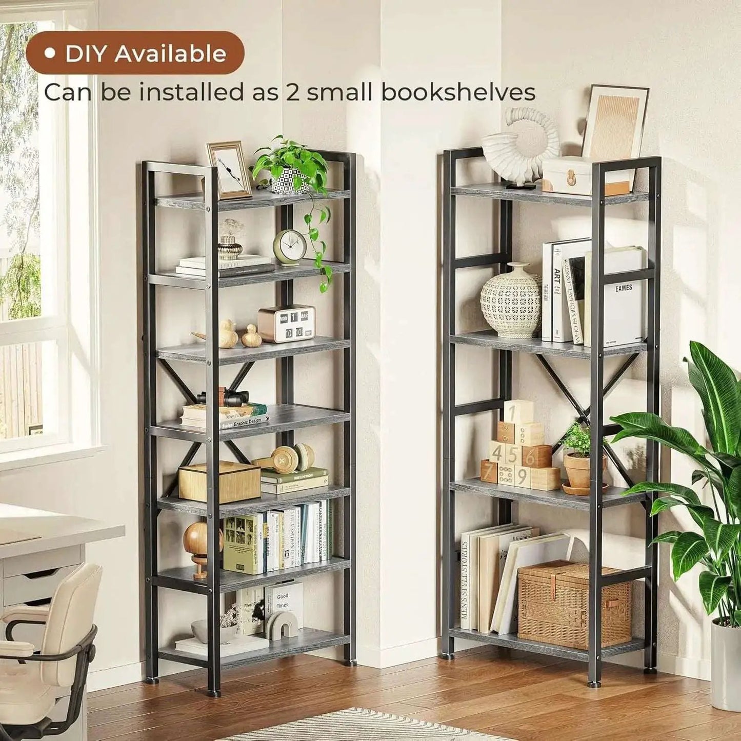 Grey 4 Tier Ladder Bookshelf With 11 Open Shelves For Home from PriceLows™
