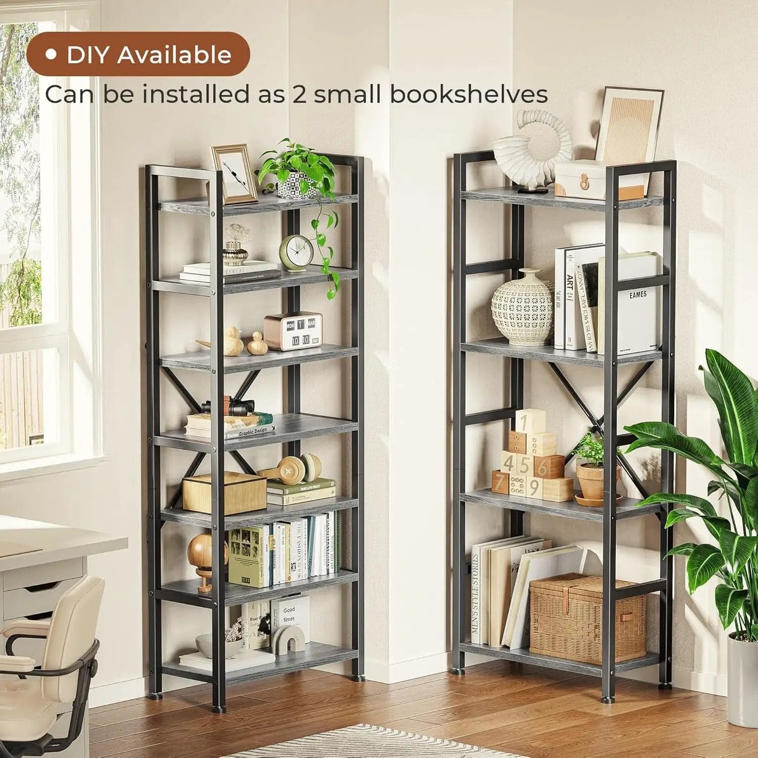 Grey 4 Tier Ladder Bookshelf With 11 Open Shelves For Home from PriceLows™