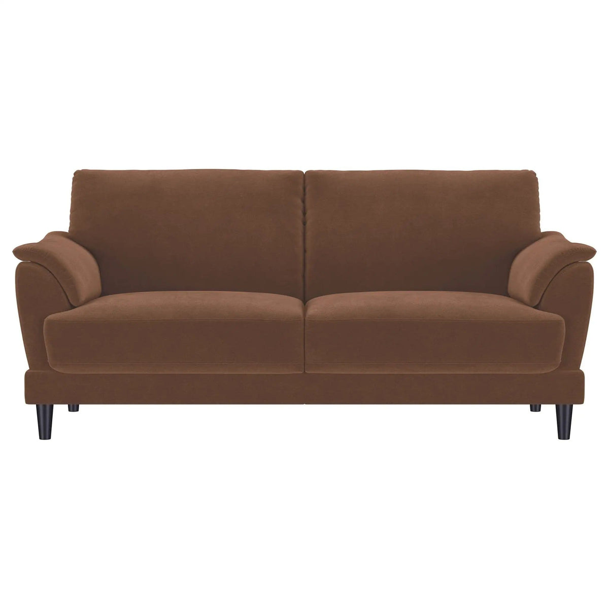 Selma Velvet Upholstered Crescent Arm Sofa Rust | 74.75 x 35.75 x 35 in | Solid Wood & Velvet | Living Room