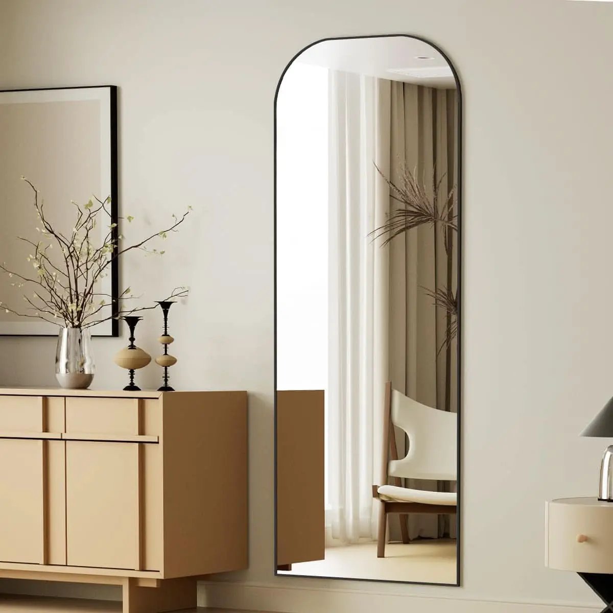 56x21 Inch Black Full Length Floor Mirror With Stand from PriceLows™