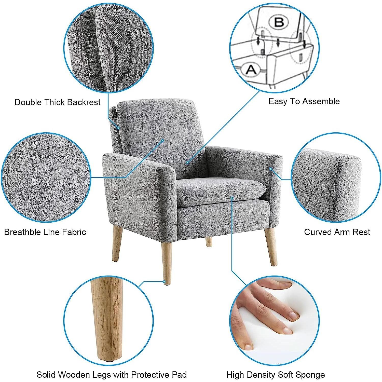 Mid Century Modern Armchair With Padded Seat Cushion from PriceLows™