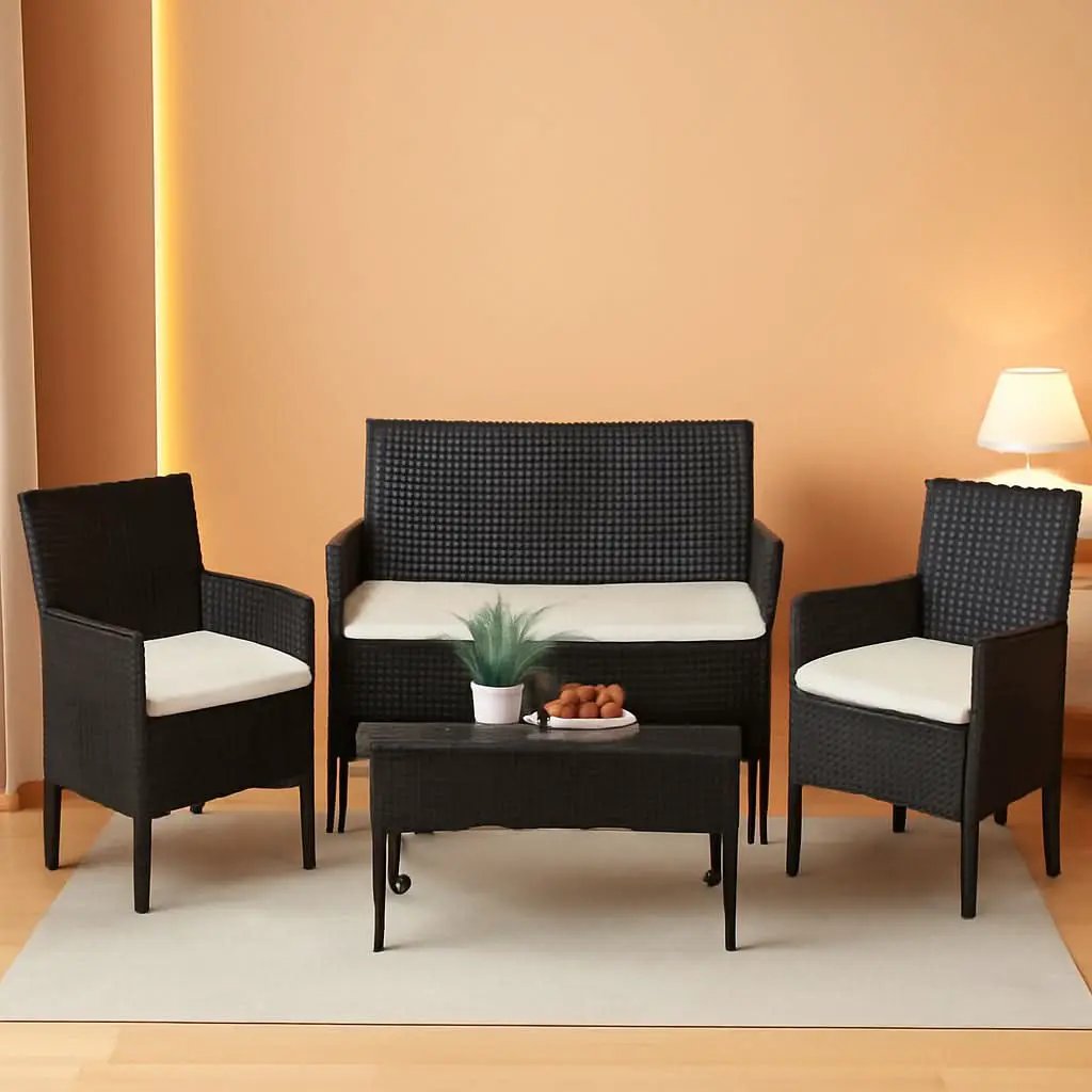Outdoor Rattan 4 Piece Patio Furniture Conversation Set from PriceLows™