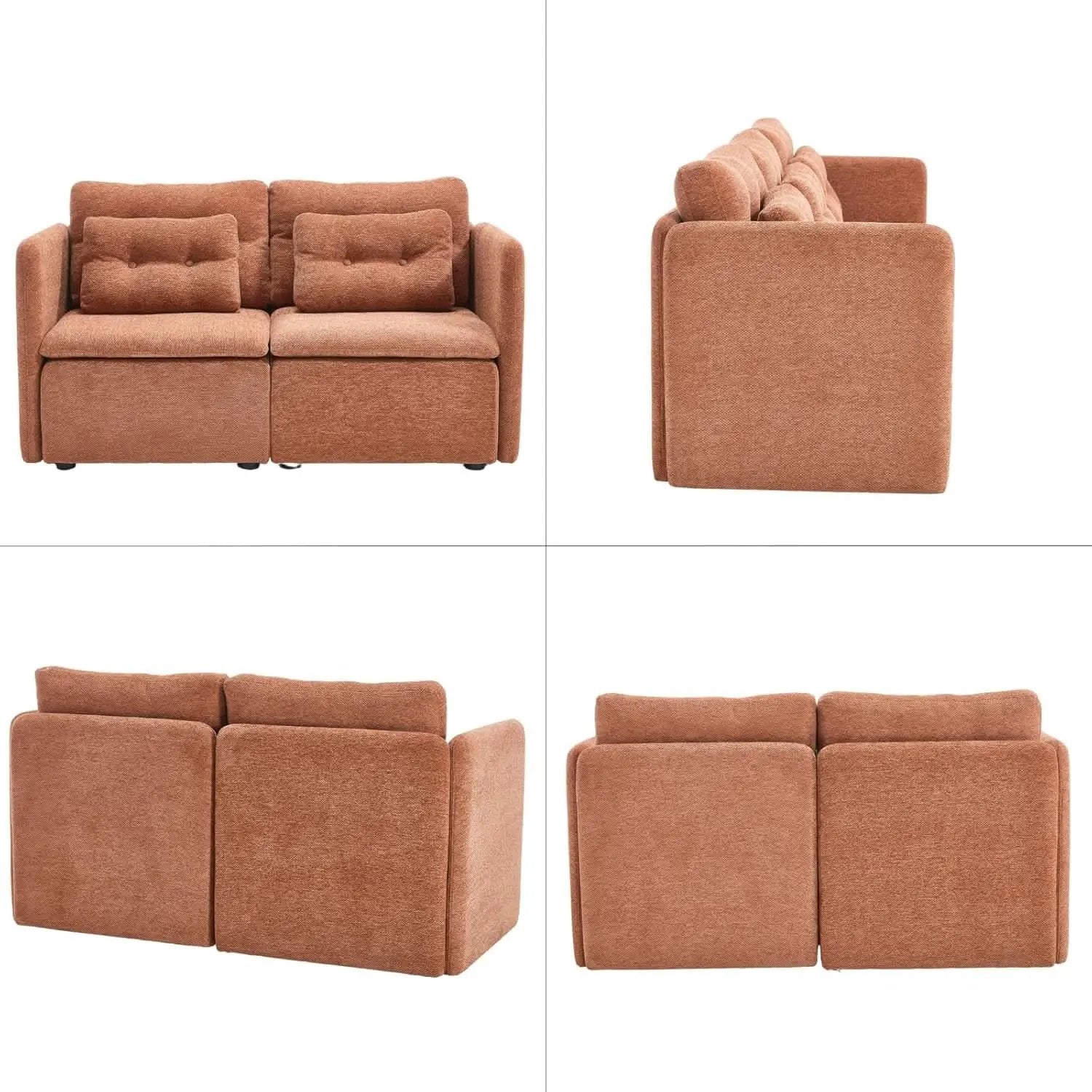 56 Inches Wide Chenille Sectional Loveseat Espresso from PriceLows™
