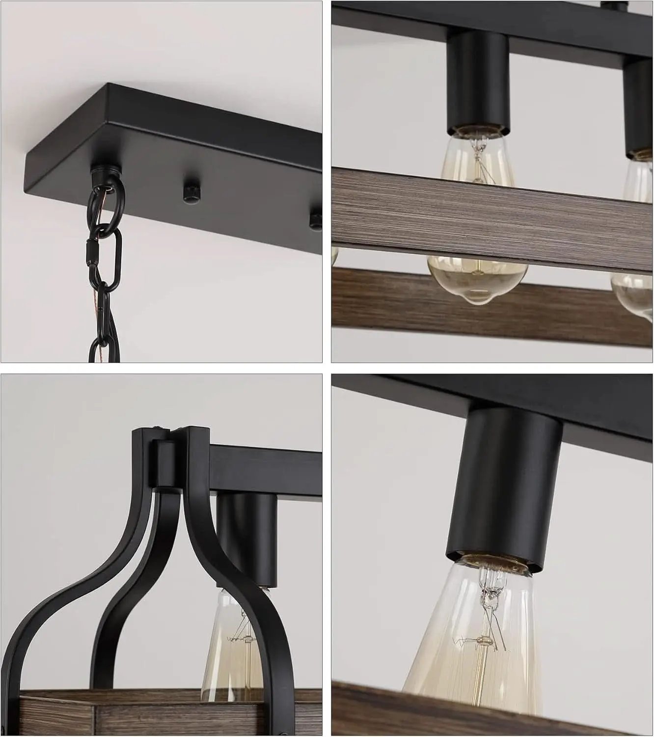Rustic 5 Light Linear Chandelier Kitchen Island Black from PriceLows™